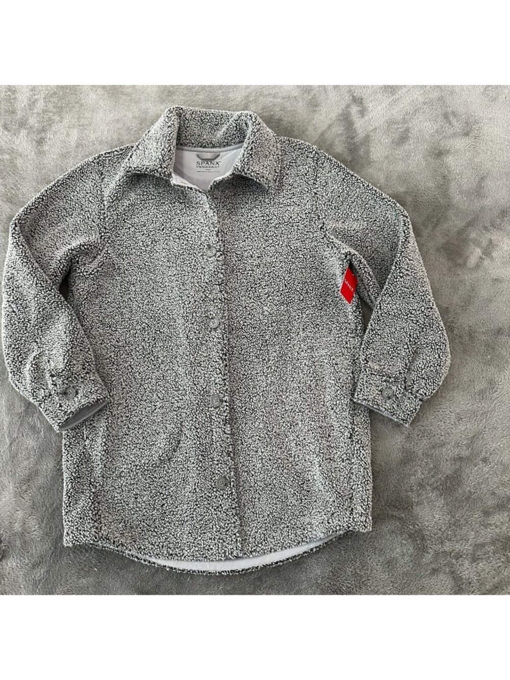 NWT Spanx Luxe Fleece Shirt Jacket Shacket Gray LARGE